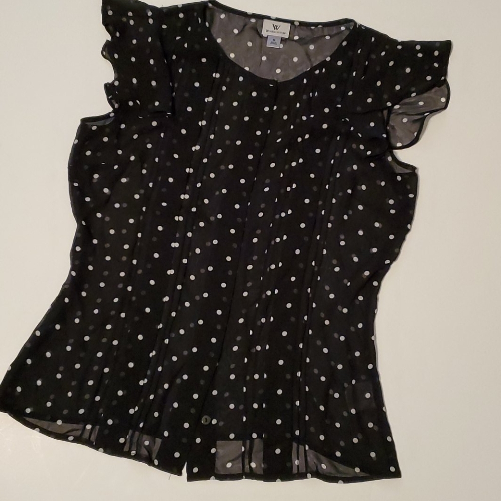 Worthington Polka Dot Short Sleeve Blouse